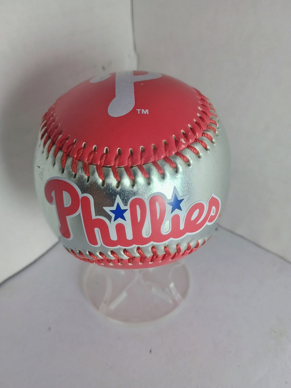 Phillies Silver and Pink Baseball - Official Team Logo